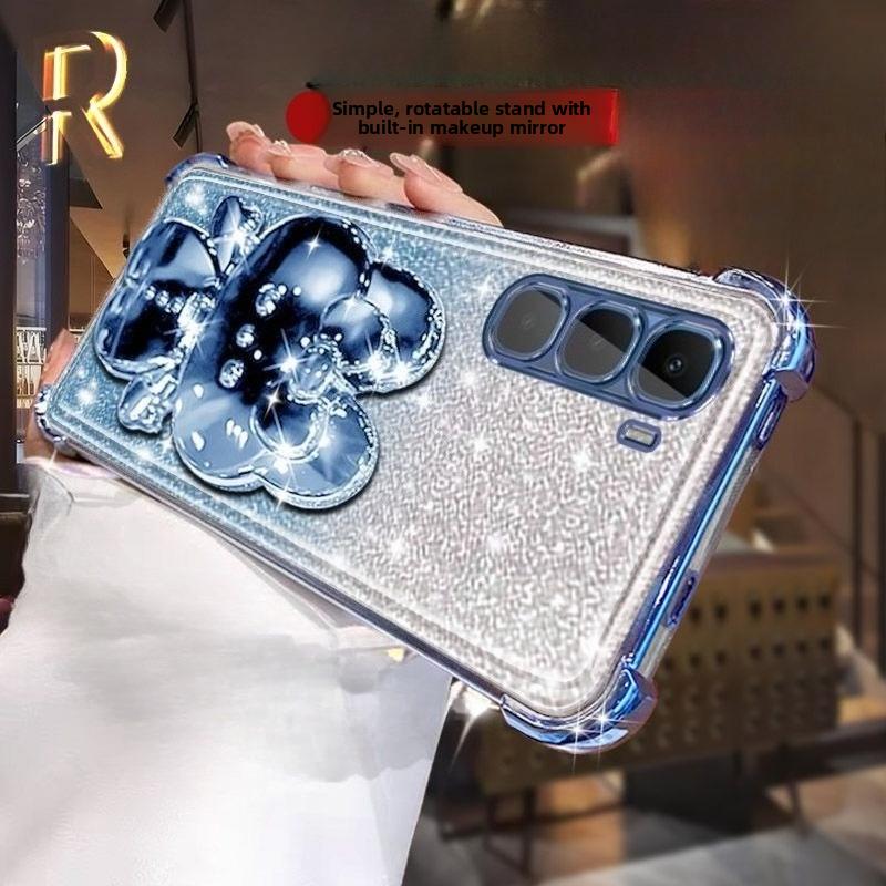 Glitter Mirror Rabbit Stand Phone Case for INFINIX HOT 70 60 50 40 Pro Plus 60I 50I 40I 4G 5G Four Corner Shockproof Soft Cover