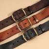 Men's Retro Vegetable Tanned Leather Belt with Copper Buckle