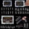 Mixed 12 Types Nail Tips Sets Clear Forms Pointed/Trapezoidal Nails Gel Extension Molds Acrylic Ultra-Thin False Nails