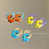 Dopamine contrasting color glazed flower ear buckle simple sweet small fresh earrings fashionable niche versatile earrings