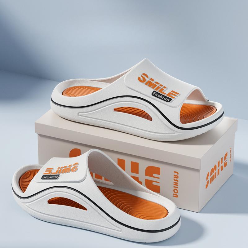Fashion Men Open Toed Slippers Bathroom Slippers Home Shoes Thick Soft Sole Non-slip Breathable Comfort Flat Platform Indoor Slippers