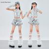 Hip Hop Girls Shiny Silver Crop Top Street Dance Sequin Shorts Kid K-pop Jazz Clothes Set Children Girl Group Streetwear Costume
