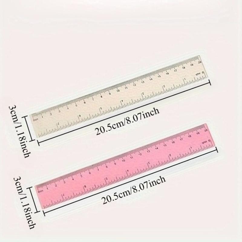 5pcs Transparent Plastic Rulers Precise 8-Inch Measuring Tools Students Office Home Easy-to-Read Space-Saving Design