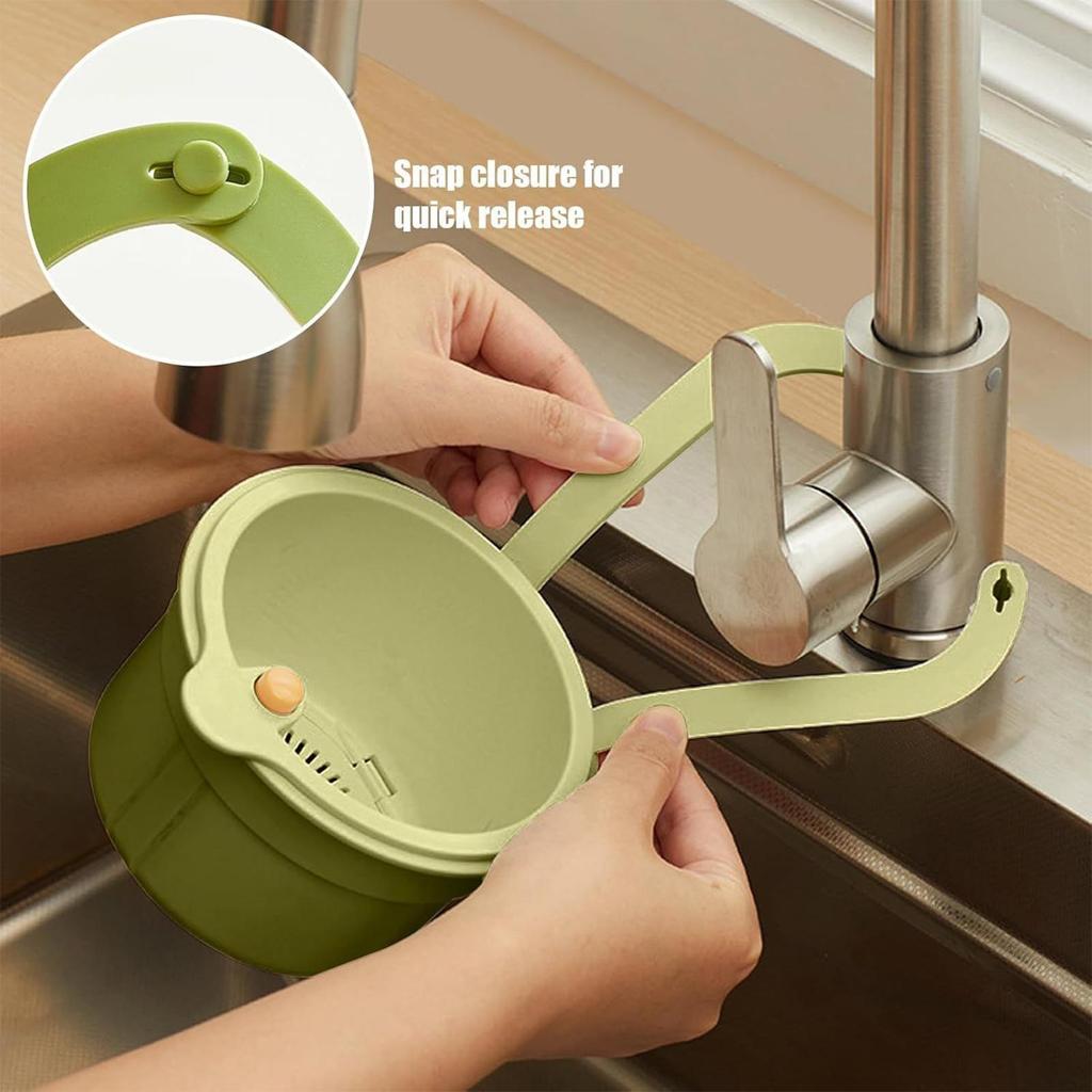 Sink Drain Basket Hanging Strainer Basket Openable Press Auto Dumping Waste Catcher Faucet Hanging Draining Basket Trash Filter