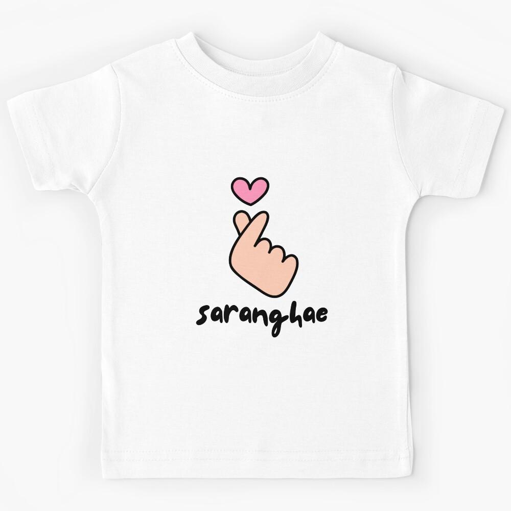 Saranghae Korean Finger Heart Kids T-Shirt 160