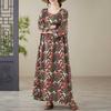 Printed Loose Thin Long Dress Large Size Long-sleeved Middle-aged and Elderly Dresses