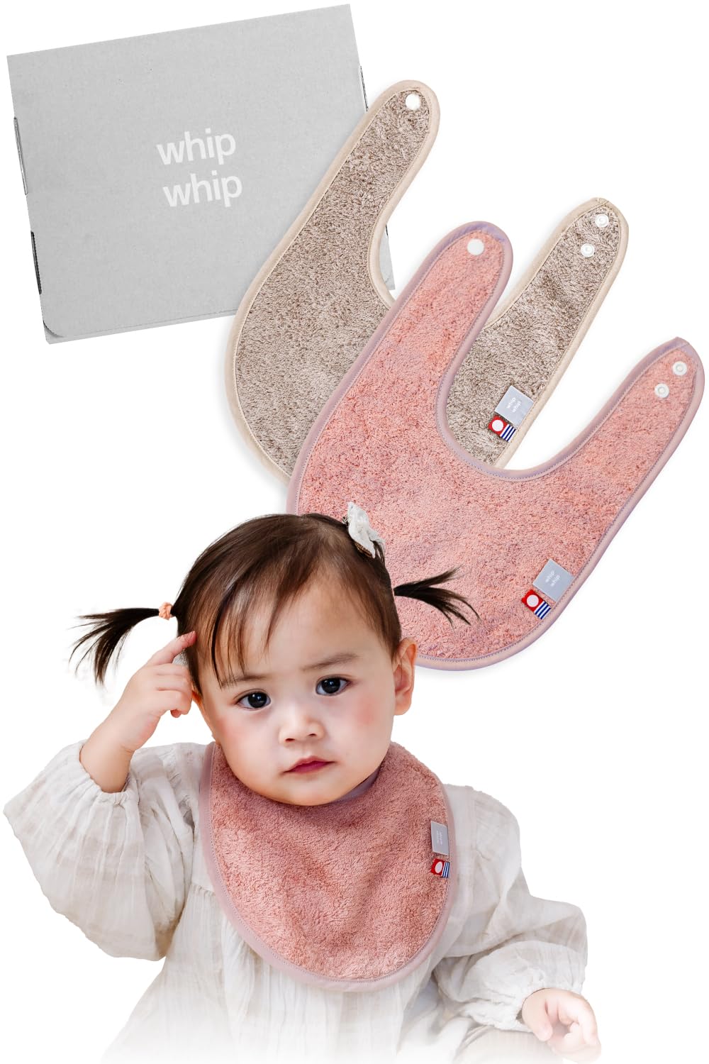 

Imabari Towel whipwhip Solid Baby Boys and Girls Beige x Baby Bib, Color, Gift, (2, Pink)