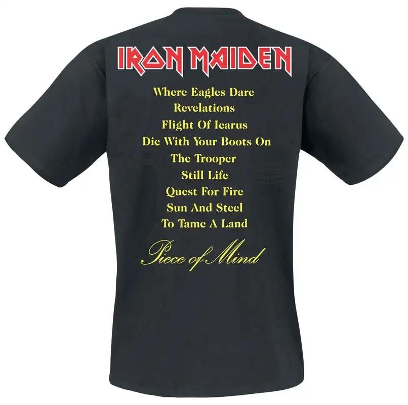 Piece of Mind Tracklist Iron Maiden Grafický Potisk Krátký Rukáv Volný Ležérní Pánské a Dámské Celoroční Tričko Luxusní Trendy