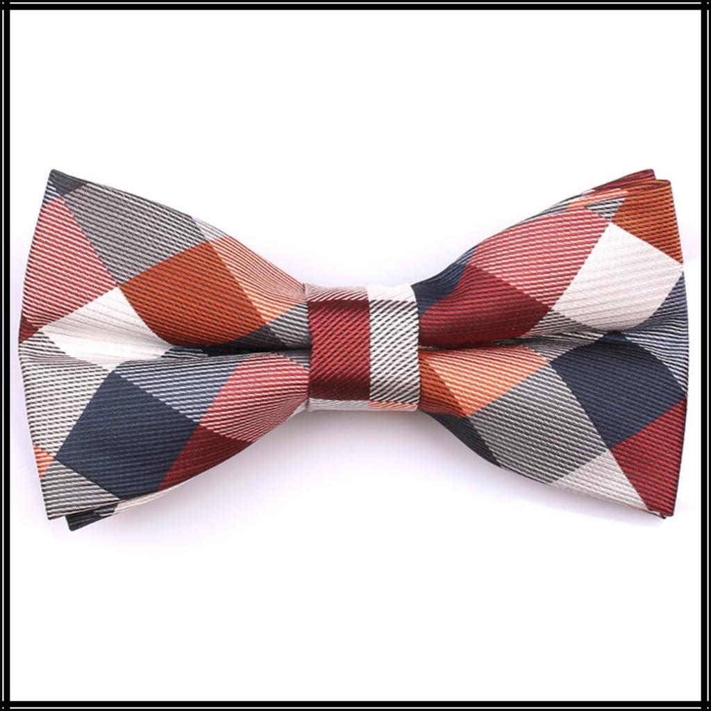 [White Fang] Bow Tie, Check Pattern, Polyester, FormalCasual, Stylish, Men's NC041 (Red)