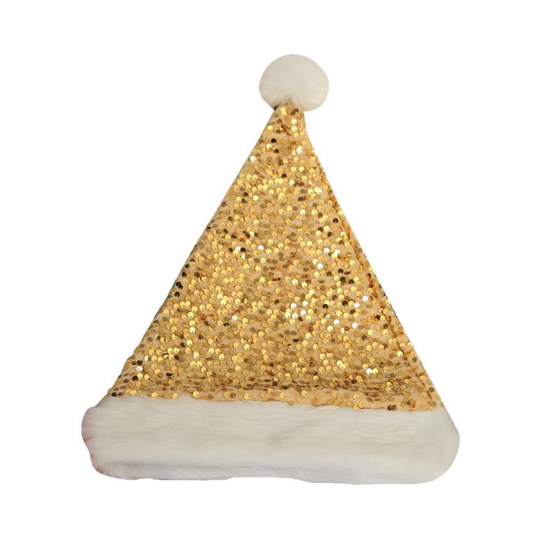 Luxury Sequined Christmas Hat with Plush Trim for Holiday Parties