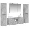 6 Piece Bathroom Furniture Set In Concrete Grey Made of Engineered Wood and Glass