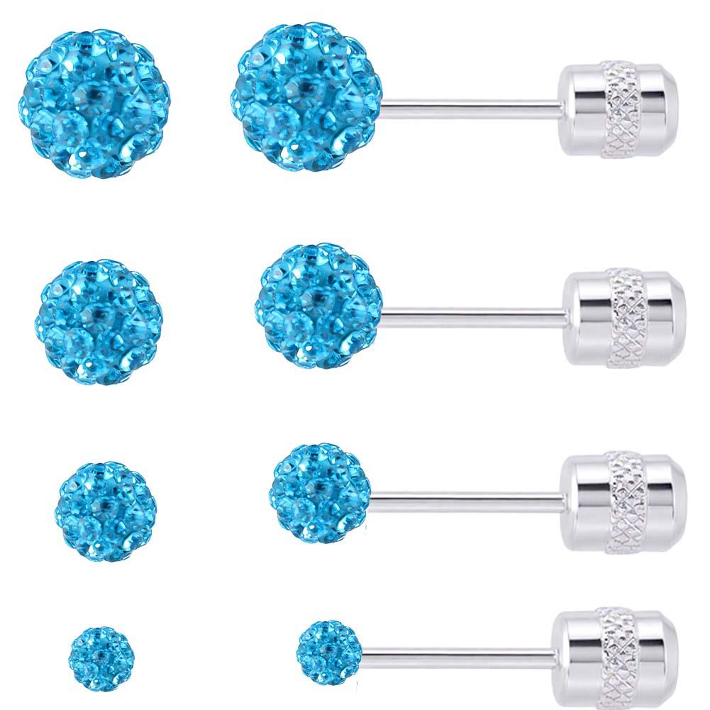 Multi-Color Titanium Steel Full Diamond Ball Stud Earrings for Cartilage Piercings