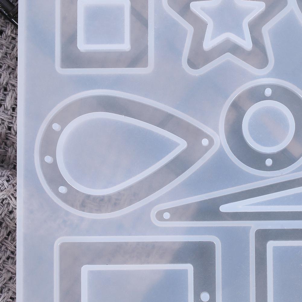 Geometric Silicone Earring Mold Pendant Keychain Necklace Jewelry Craft Making Round Square Heart Star Moon Epoxy Resin Mould