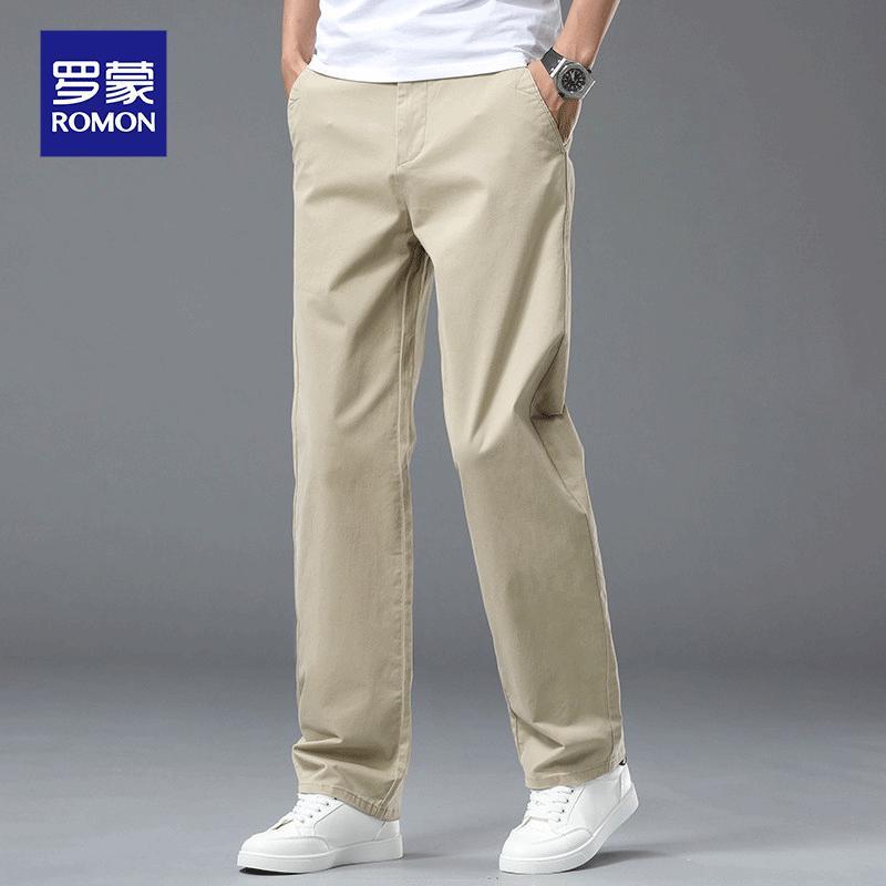 ROMON Men's Summer Thin Straight-Leg Cotton Casual Pants