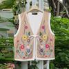ZANZEA Women Casual Lace Up V-Neck Sleeveless Floral Print Cardigan Vest