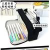 Black White Cat Print Handheld Pencil Case, Large Capacity Student Stationery Pouch, Portable School Pen Bag