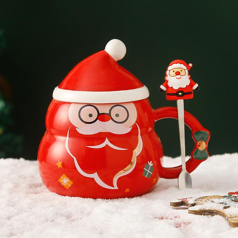 Creative Snowman Christmas Tree Ceramic Coffee Cup Large Capacity Water Cup Cartoon Character Coffee Mug Holiday Gift Home Decor
