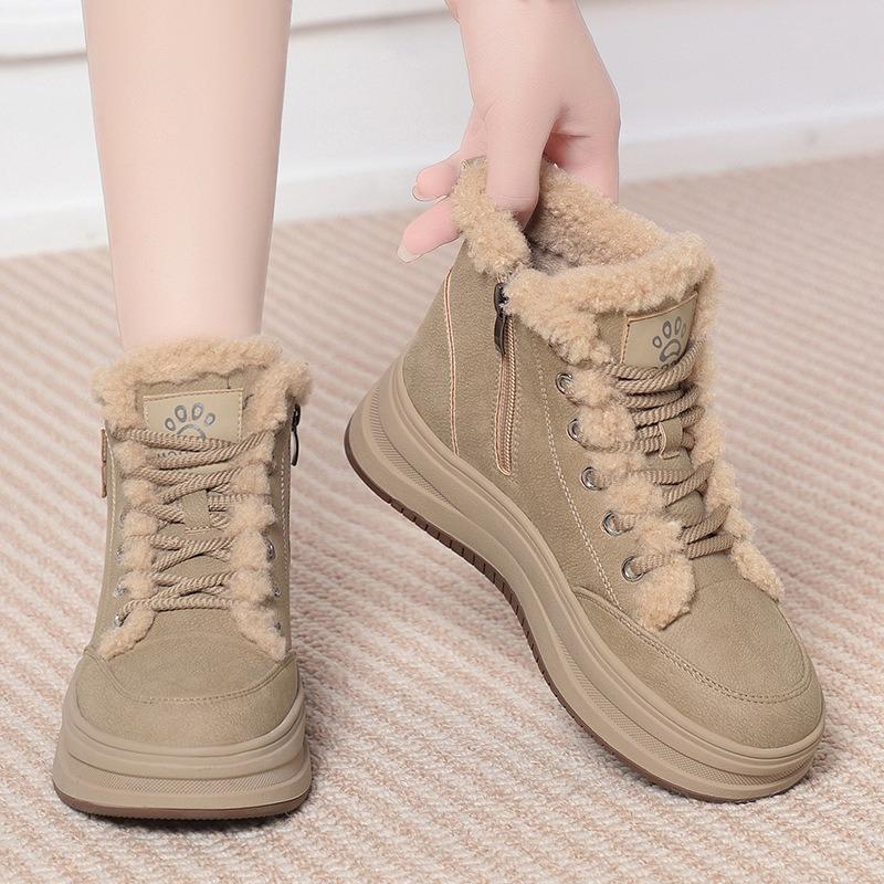 Versatile muffin platform short boots casual cotton shoes women's winter high-top women's shoes velvet warm snow boots