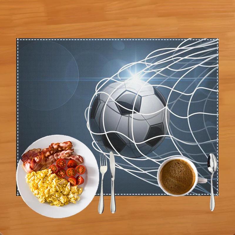 Fußballfeld Druck Platzset für Esstisch Leinen Tischgeschirr Matte Kaffeetassenuntersetzer Esstischmatten Küchenzubehör