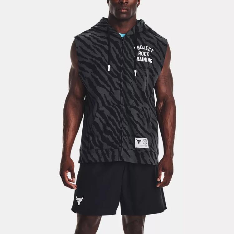 Under Armour Project Rock Rival Fleece Sleeveless Full Zip Top 'Black' Men's 1377444-001