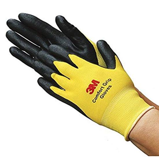 3M Nitrilschaumbeschichtete Arbeits-3D-Komfort-Stretch-Smart-Handschuhe, Passform, Touch, Waschbar, Dünn, 10er-Pack (Klein, Gelb)