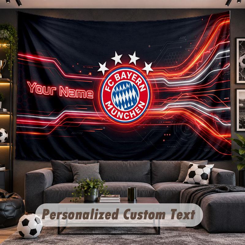 Wall Hanging Tapestry Custom NameBayern Munich Pattern Personalized Printed Fabric Wall Decor