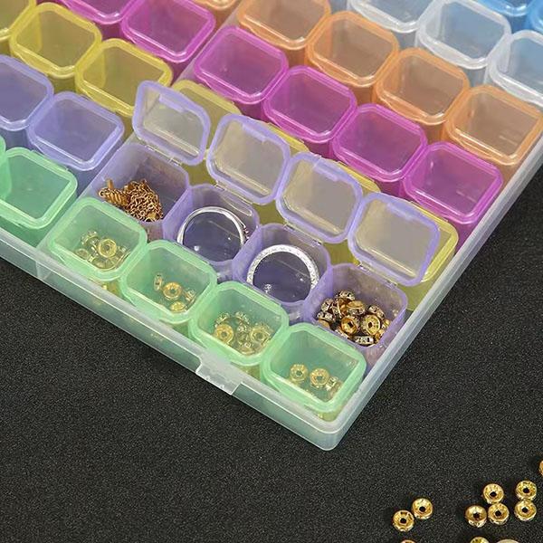 3Pcs Nail Art Colorful Jewelry Storage Box Tool Box 56 Grid Detachable Box Independent Grid Transparent Small Jewelry Storage Box
