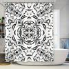 Stylish Floral Bath Shower Curtain Black White Pattern for Bathroom Decor – Waterproof Fabric with Rod Pocket for Easy Hanging i