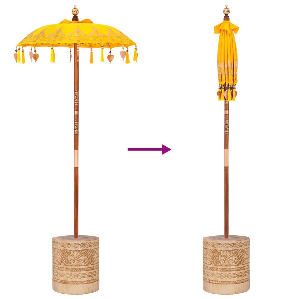 Balinese Sun Umbrella with Base Yellow 95 X 95 X 260 Cm
