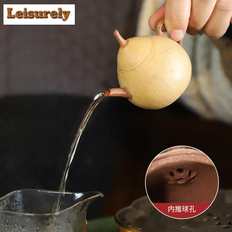 85ml Creative Yixing Purple Clay Teapots Handmade High Pear Pot Raw Ore Downhill Mud Tea Maker Kettle Zisha Tea Set Tea Services