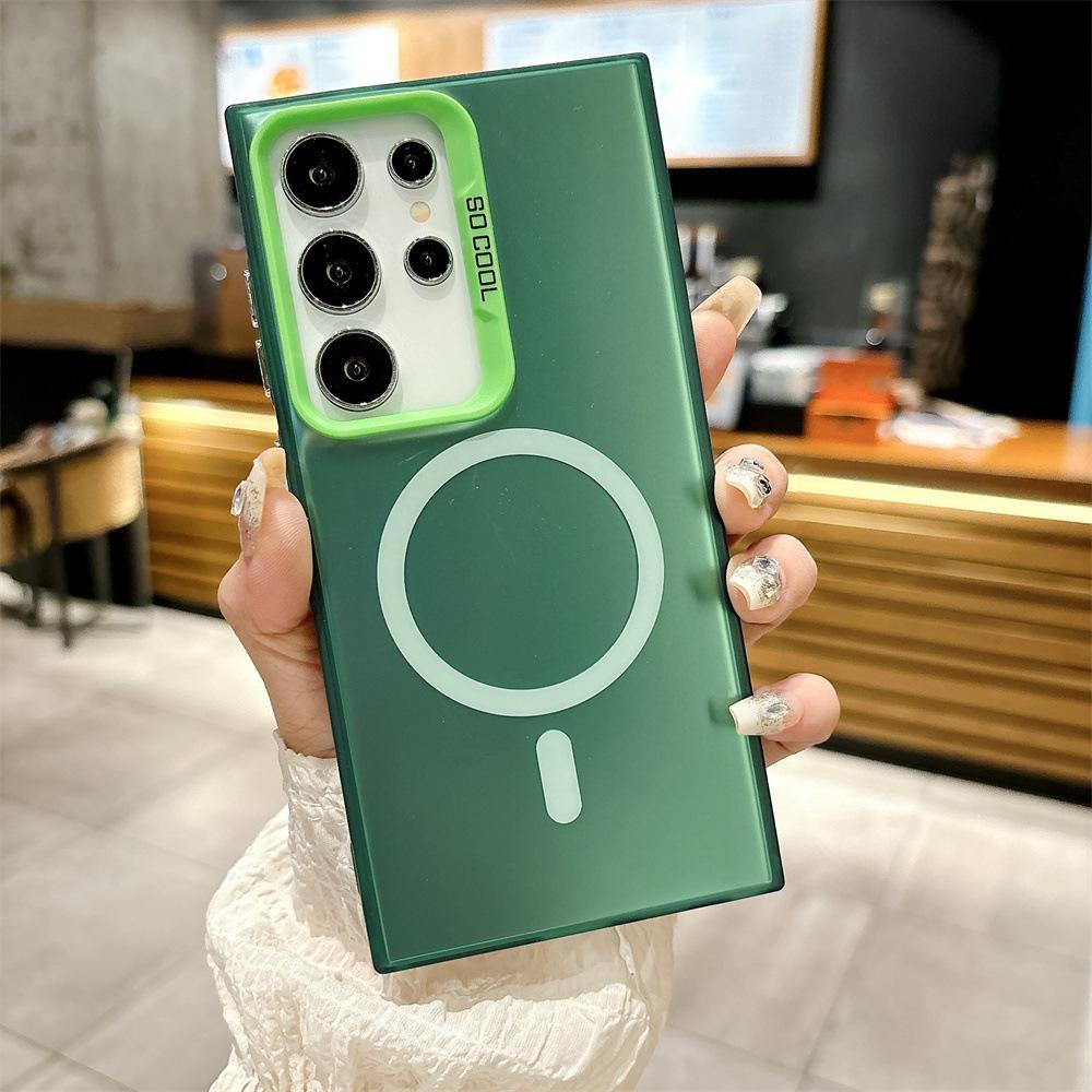 Matte Colorful Sliver Magnetic Phone Case for iPhone 11 12 13 14 15 16 Samsung S20FE S21 S22 S23 S24 S25 TPU Soft Silicone Shockproof Hard Back Cover