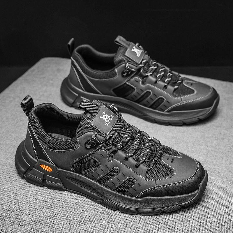 Fashion Genuine Leather Sports Sneakers Man Outdoor Camping Hiking Shoes Men Travel Casual Shoes Lace-up Walking Climbing Men's Footwear