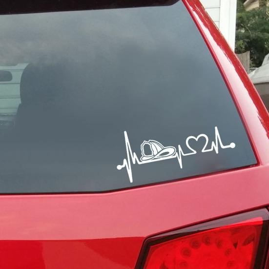 Strażak Heartbeat Lifeline Car Auto Body Zderzak Okno Decor Naklejki Naklejki