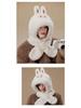 Bubu Plush Hat & Scarf Set: Cartoon Style, Velvet-Lined, Cute & Warm for Girls