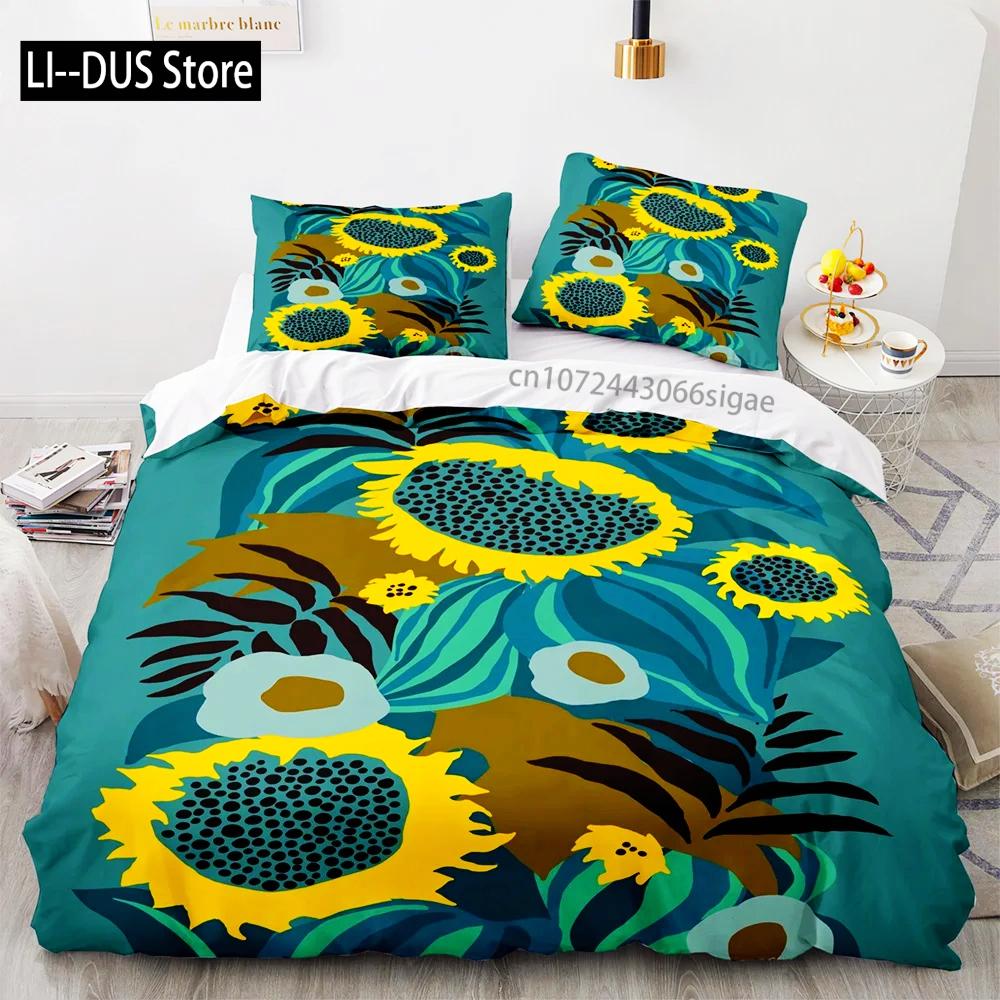 Sun Flower Bedding Set Single Twin Full Queen King Size Sunflower Bed Set Aldult Kid Bedroom Duvetcover Sets 3D Print Women Gift