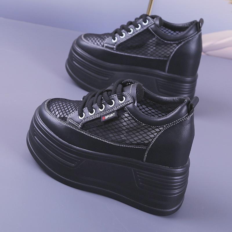 

Mesh breathable women s autumn new versatile soft baseplate shoes thick sole small inner height increase women s shoes 40 чёрный