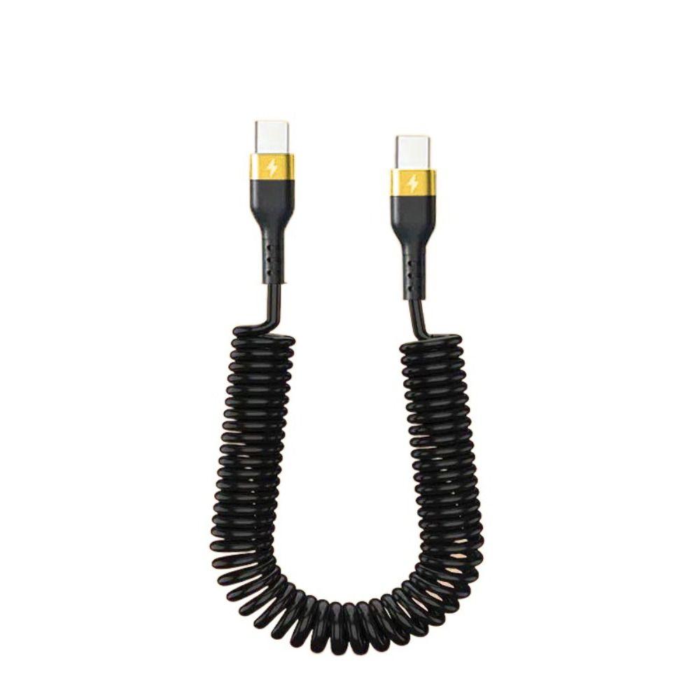 

Пружинный кабель для передачи данных Type C - Type C PD120W Зарядный провод Новый кабель для зарядки мобильного телефона 1m золотой