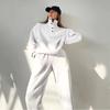 Spring and Autumn Women's Fashion Button Up Collar Hoodie Loose Pants, Hoodie Set