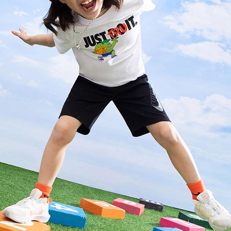 Nike Cartoon Print Round Neck Short Sleeve T-Shirt Kids Tops White DX7623-100