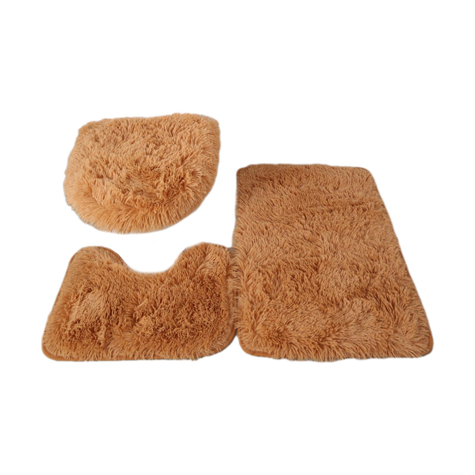 

3x Bath Mats Set for Bathroom with Toilet Lid Cover Absorbent Suit Absorbent Three Piece Toilet Set for Shower Bathroom Floors хаки