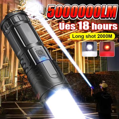 Linterna LED de Alta Potencia Fuerte Linternas COB Super Potentes 3600mAh Recargable Linterna Táctica Camping Caza Linterna de Mano