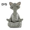 Meditation Cat Statue Sitting Kitten Resin Figurine Zen Yoga Animal Sculpture Home Office Bookshelf Desktop Decoration Ornament