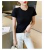 Pure cotton t-shirt, women's short sleeved slim fit, niche and beautiful Western style small shirt, T-shirt, short top JS
