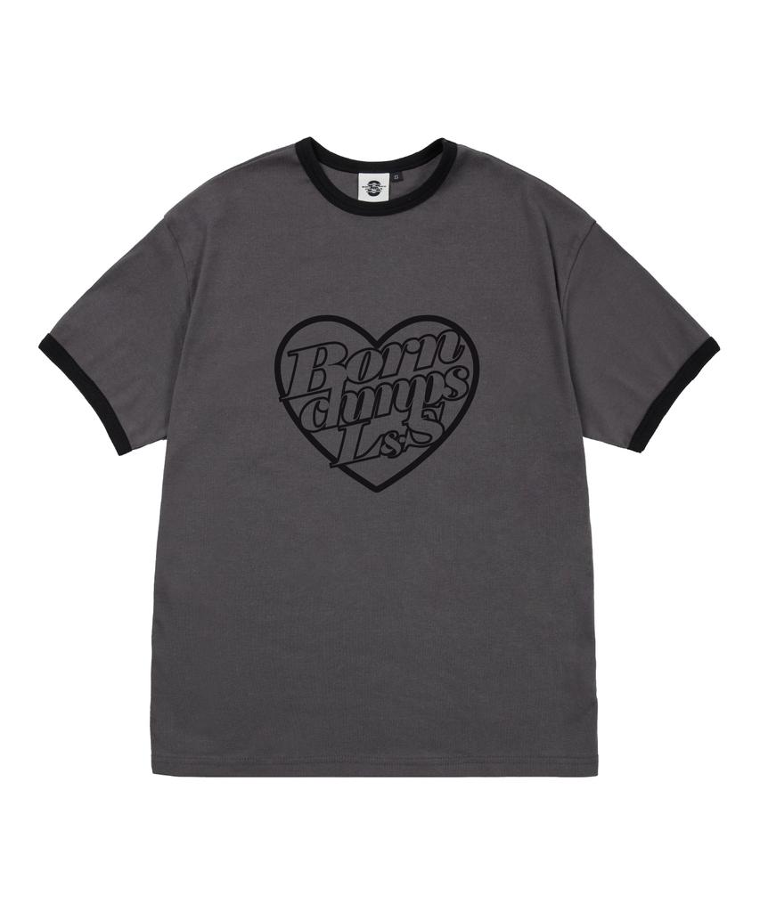 BORN CHAMPS [5 Colors] Heart Chip Women'S Fleece Ringer Short Sleeve T-Shirt B25St51