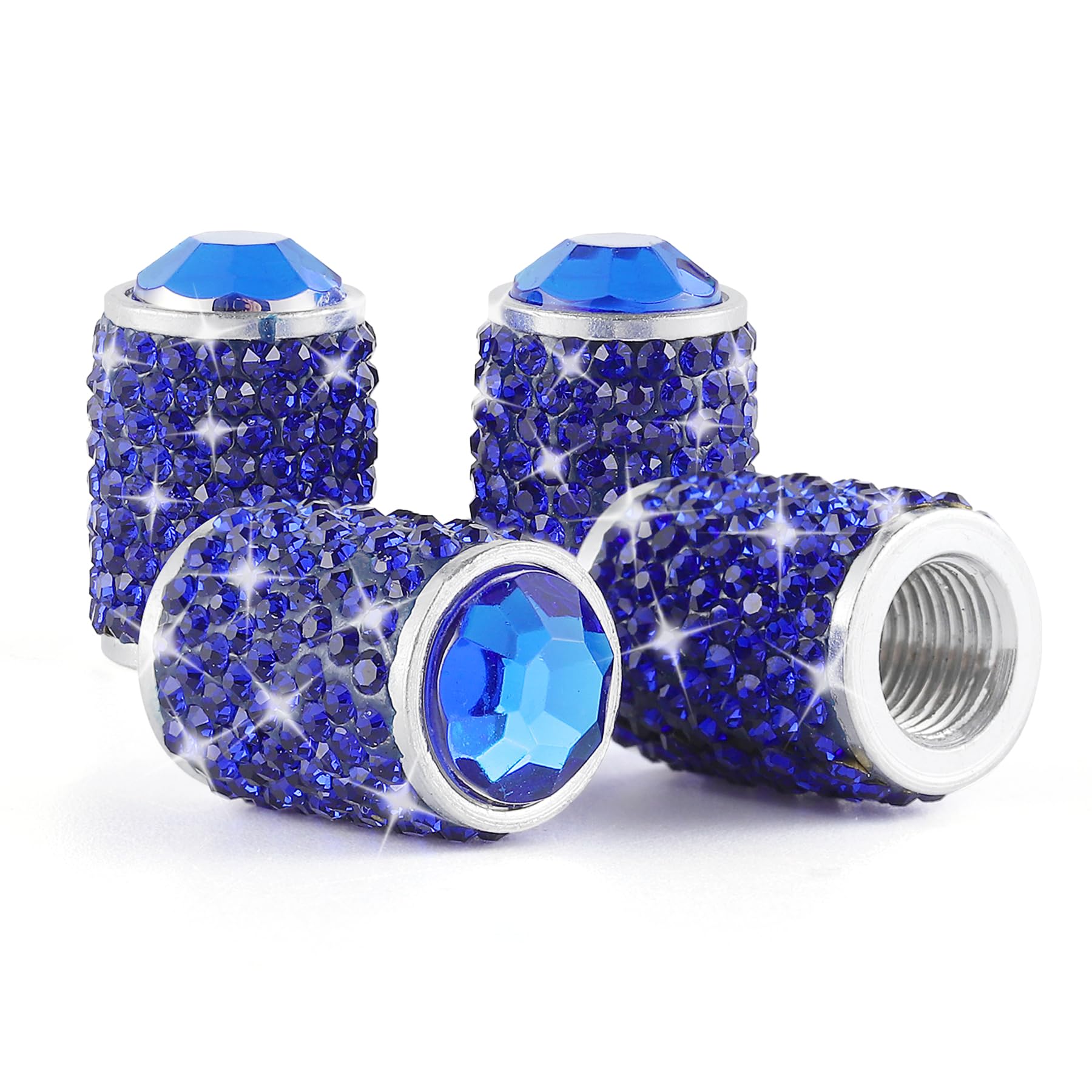 

alpmosn Колпачки вентилей колес автомобиля 4 шт. Блестящие колпачки вентилей шин, Хрустальные колпачки для шин синий