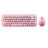 Perixx Bluetooth Wireless Mini Keyboard Mouse Set Retro Round Keys Pink English Layout PERIDUO-802PK