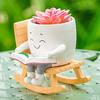 Rocking Chair Flower Pot Smile Face Planter Tabletop Succulents Planter Resin Cartoon Head Flower Pot for Indoor Outdoor Plants