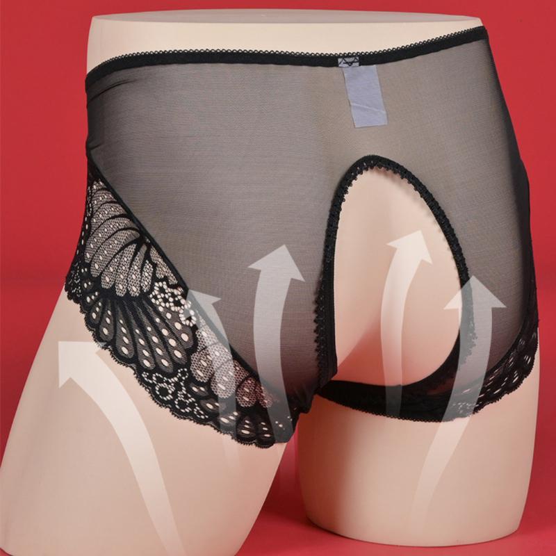 Sexy Open Crotch Panties Women Men Lace Transparent Briefs Erotic Crossdresser Underwear Sissy Gay Lingerie Underpant Knickers