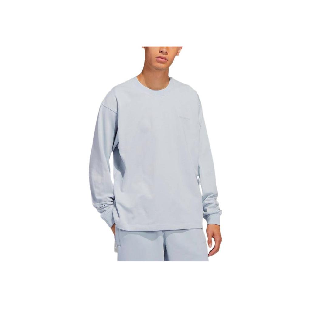 Adidas Originals FW22 Solid Color Small Logo Sports Simple Long Sleeve T-Shirt Unisex Tops Sky-Blue HN3434