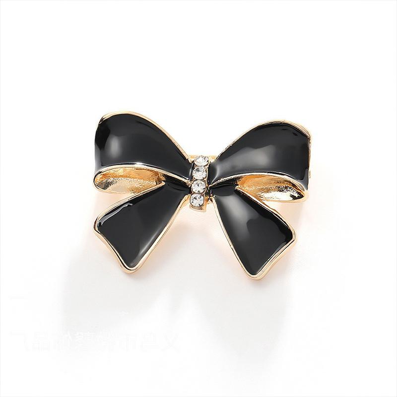 Broche Pequeno Fragrante Brilhante Laço Nó Contas Preto Broche Laço de Luto